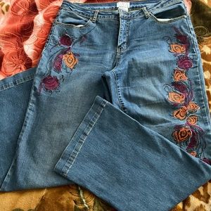 Women bootcut embroidery jeans
